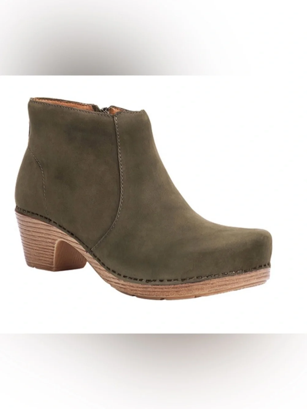 Dansko Olive Suede Maria Ankle Bootie 6.5